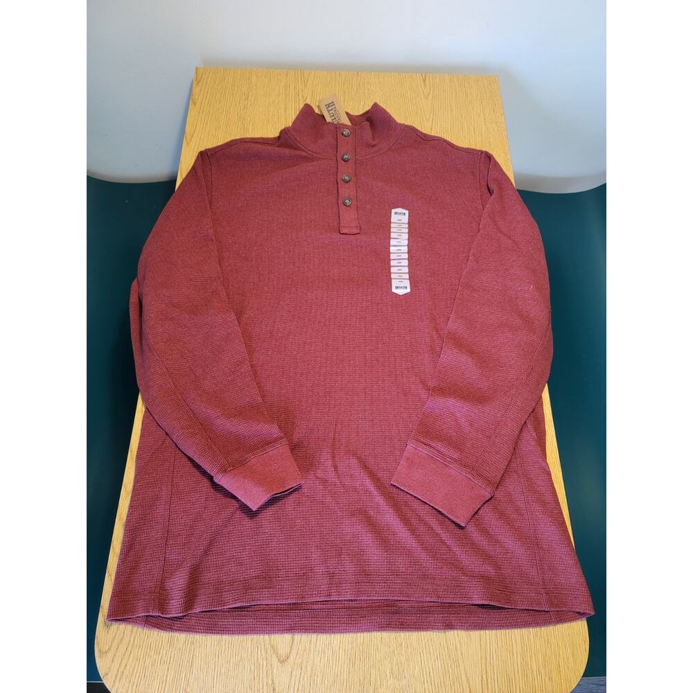 Duluth Trading Co. Men's Red Long Sleeve Henley T-shirt Size L Button New